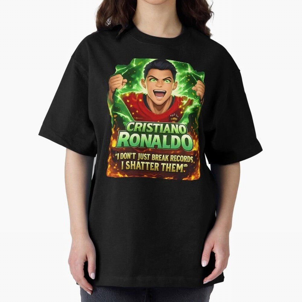 Cristiano Ronaldo Power Art Poster ¨C Legendary Football Motivation Design Oversized T-Shirt Bring International Match Energy to FIFA World Cup 2026 USA Canada Mexico for Fans of Cristiano Ronaldo, Haaland and CR7 and Spain, Bringing Football
