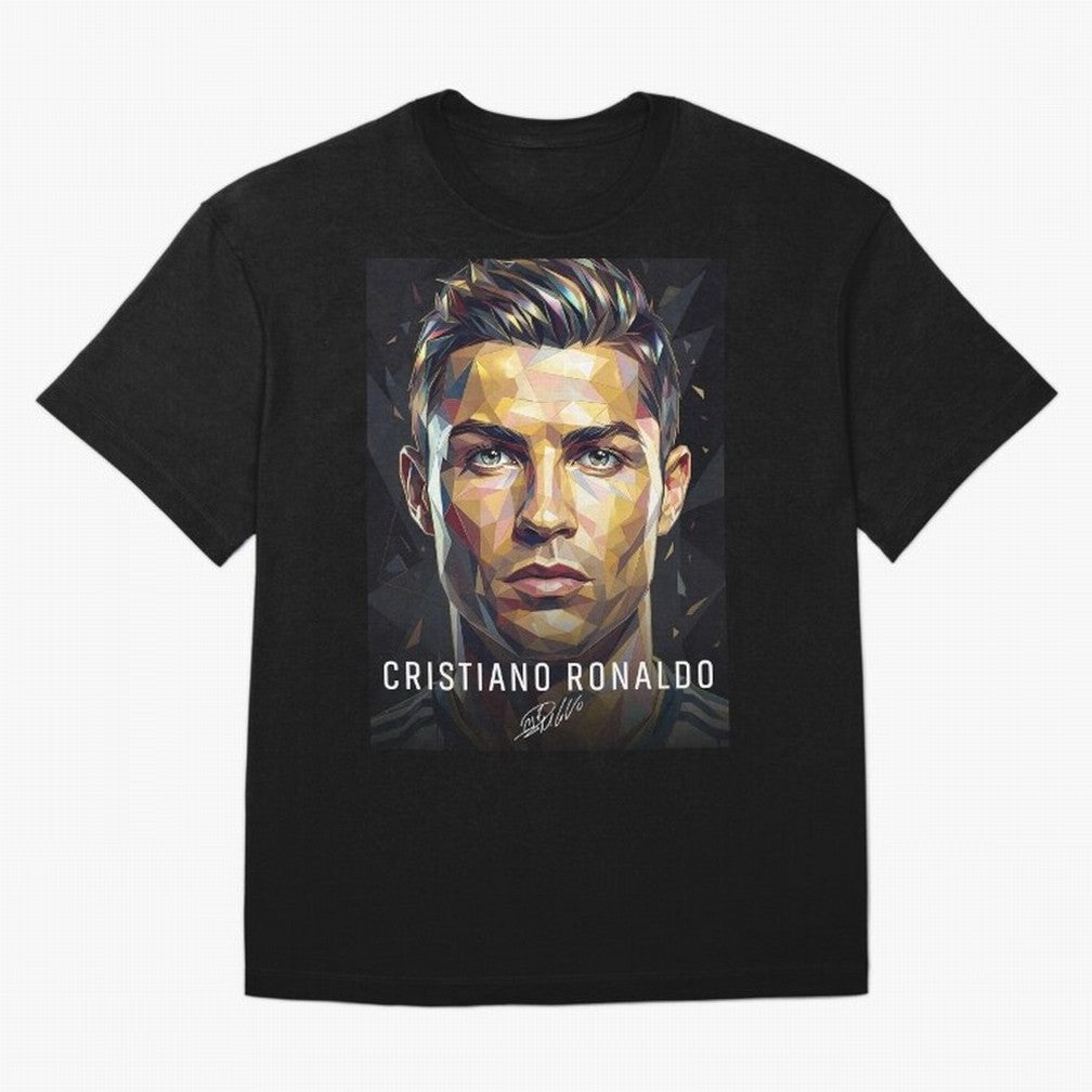Cristiano Ronaldo Geometric Low Poly Soccer Legend Oversized T-Shirt Make Game Day About the FIFA World Cup 2026 USA Canada Mexico Journey through Mbappe and Neymar Highlights, Argentina Pride, Football History, Final Match Energy, Crowd Noise and