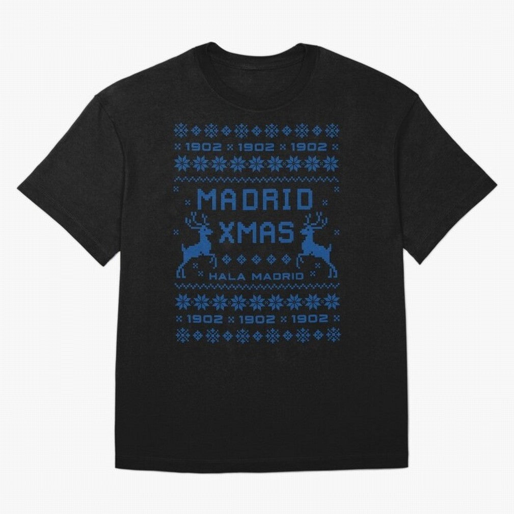 Real Madrid Christmas Oversized T-Shirt Share the Excitement of Match Day Hype around FIFA World Cup 2026 USA Canada Mexico, Mbappe, England, Retro Football Energy, Iconic Rivalries, Trophy Chase Drama and Stadium Atmosphere; Ideal for Fans Who