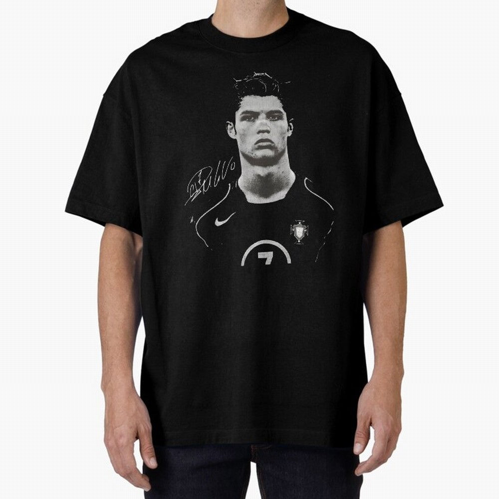 Cristiano Ronaldo Vintage Bootleg Oversized T-Shirt Showcase Global Football Passion for FIFA World Cup 2026 USA Canada Mexico, with Messi, CR7 and Mbappe, Spain and Netherlands, Vintage Soccer Flavor, Modern Football Stars, National Flags and