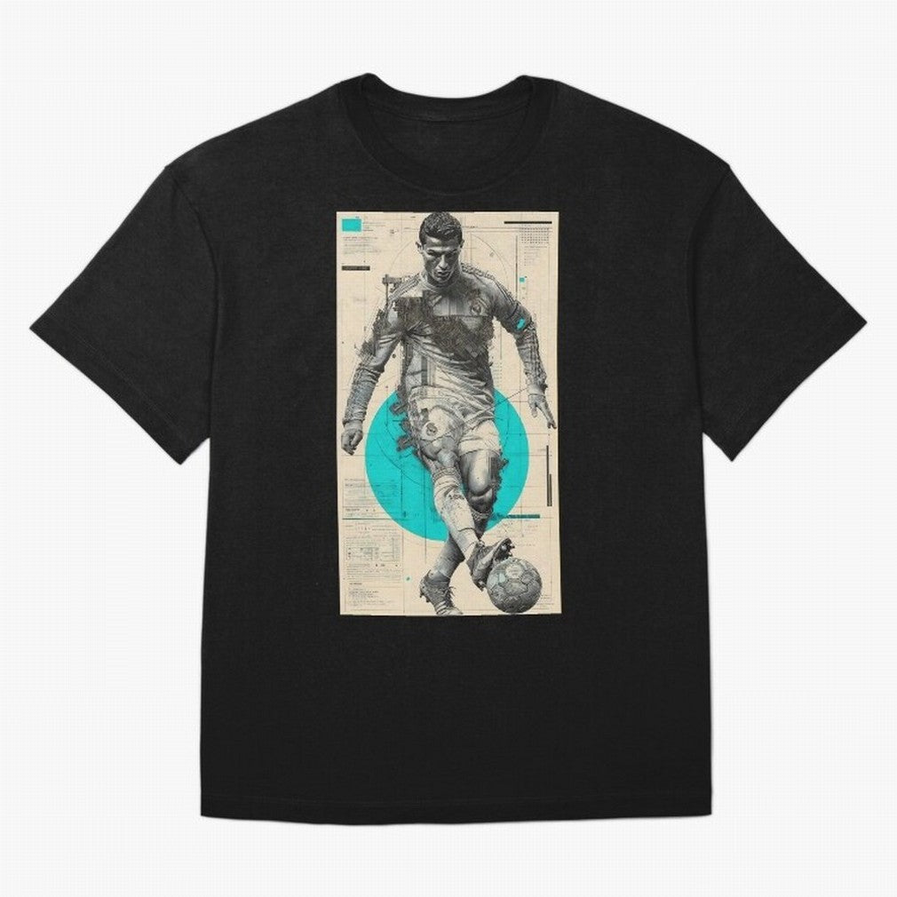 Futuristic Cristiano Ronaldo Illustration ¨C Cyber-Tech Football Art Oversized T-Shirt Show Your Tournament Heart for FIFA World Cup 2026 Group Stage Spirit, Connected to Spain and Netherlands, Cristiano Ronaldo, Fan Favorite Moments, National Team