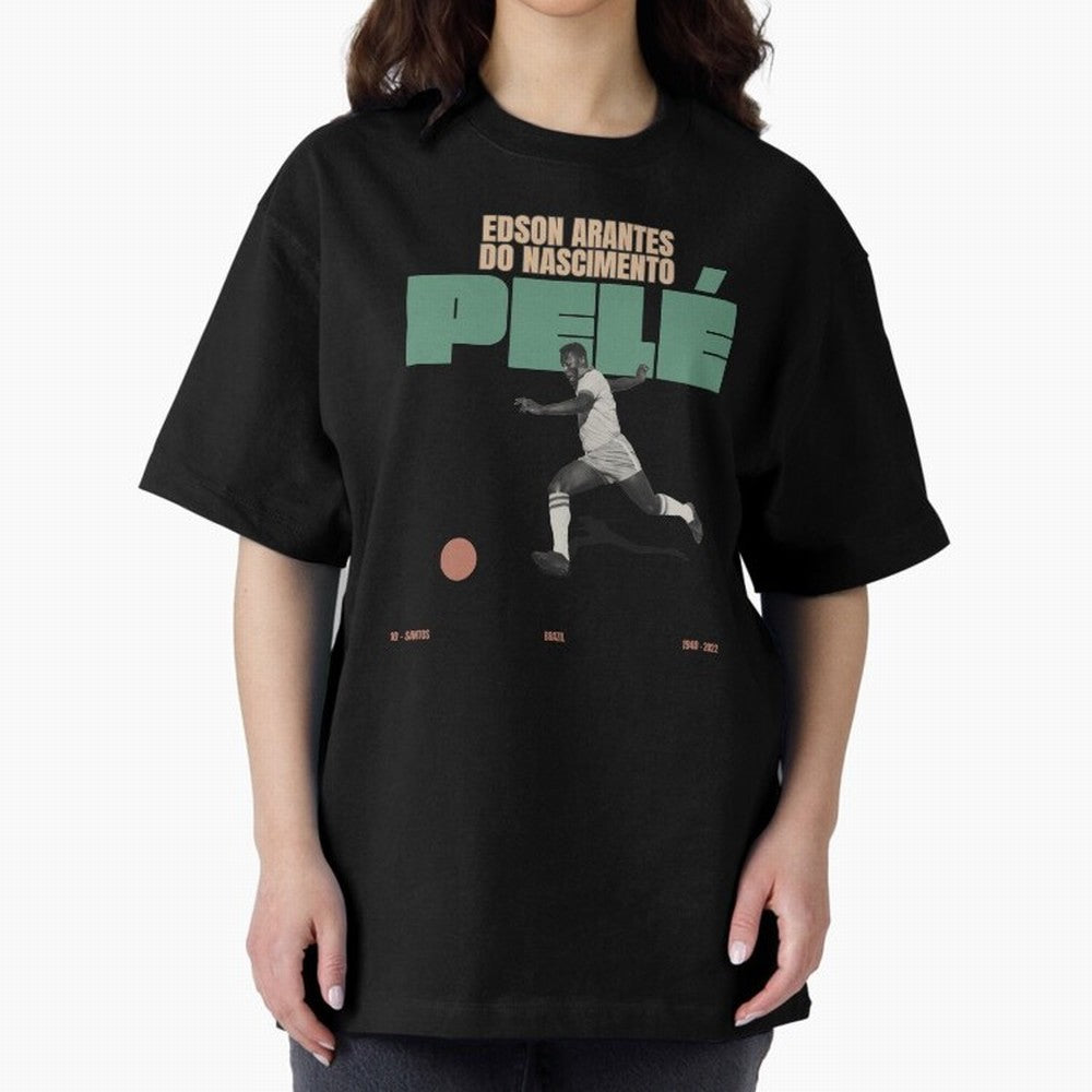 Pele Minimalist Oversized T-Shirt Make Every Match About FIFA World Cup 2026 USA Canada Mexico Spirit, Highlighting France and Portugal, Neymar, Goal Celebration Energy, Supporter Heritage, Football Icons and Worldwide Tournament Joy; Perfect for