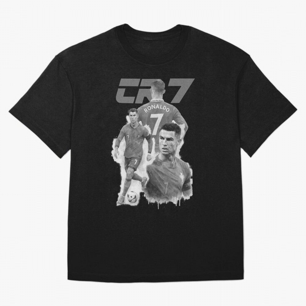 CR7 Cristiano Ronaldo illustration ink black white watercolour Oversized T-Shirt Celebrate National Team Dreams in FIFA World Cup 2026 Spirit, Built around France and Portugal, Haaland and Mbappe, Championship Spirit, Famous Goals, Roaring Crowds