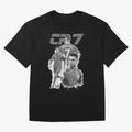CR7 Cristiano Ronaldo illustration ink black white watercolour Oversized T-Shirt Celebrate National Team Dreams in FIFA World Cup 2026 Spirit, Built around France and Portugal, Haaland and Mbappe, Championship Spirit, Famous Goals, Roaring Crowds
