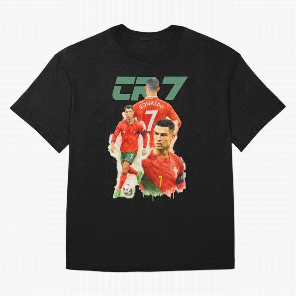 CR7 Cristiano Ronaldo illustration watercolour Oversized T-Shirt Celebrate Football Dreams Across Global Football Passion for FIFA World Cup 2026, Capturing Mbappe and Neymar, England, Vintage Soccer Flavor, Modern Football Stars, National Flags