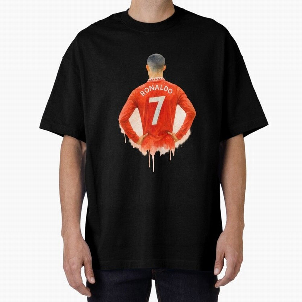CR7 Cristiano Ronaldo potrait art a powerful moment artwork Oversized T-Shirt Cheer for FIFA World Cup 2026 USA Canada Mexico for Fans of Mbappe and Neymar and Spain, Bringing Sports Nostalgia, International Competition, Famous Players and