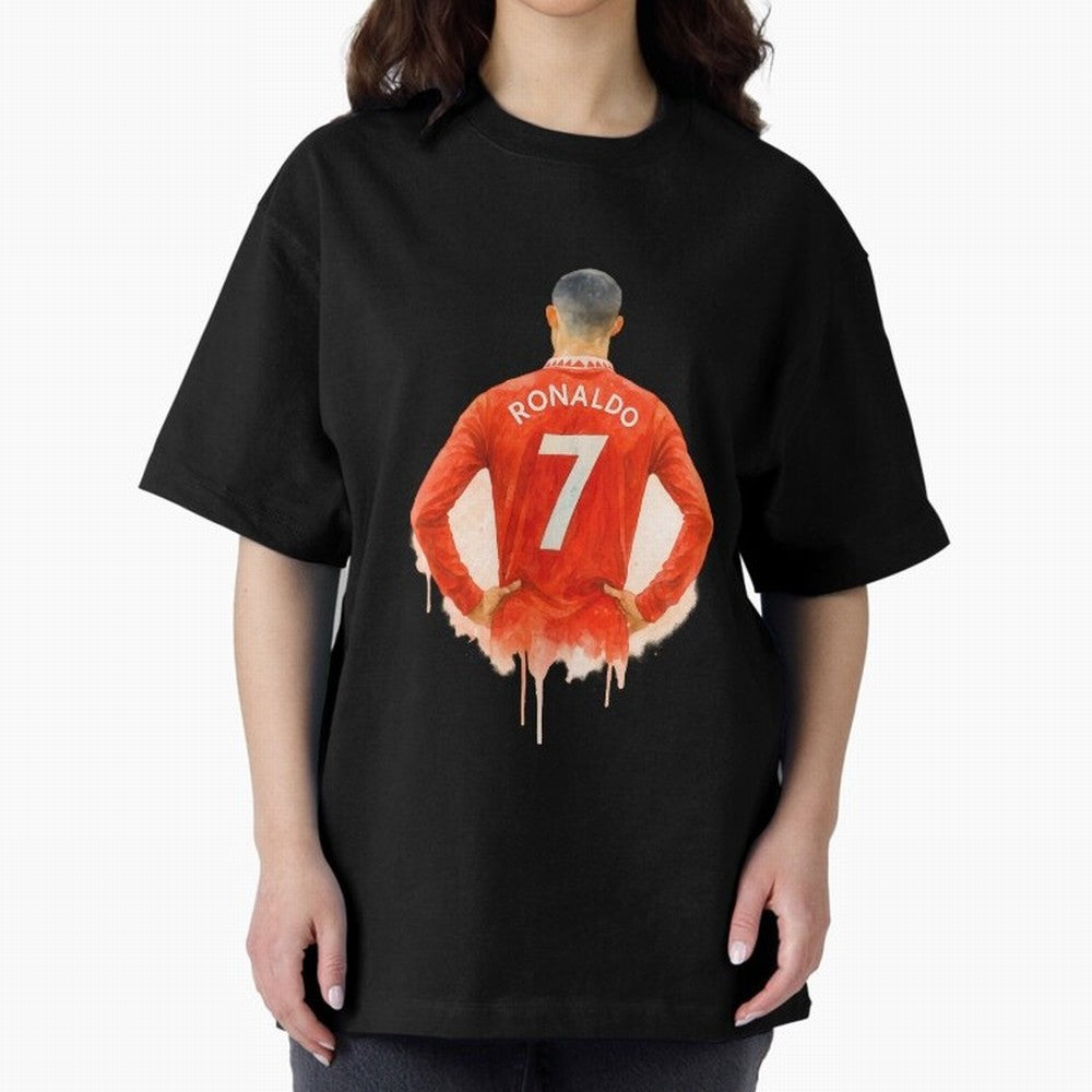 CR7 Cristiano Ronaldo potrait art a powerful moment artwork Oversized T-Shirt Cheer for FIFA World Cup 2026 USA Canada Mexico for Fans of Mbappe and Neymar and Spain, Bringing Sports Nostalgia, International Competition, Famous Players and