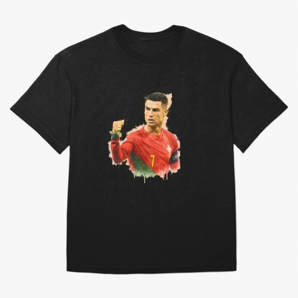 CR7 Cristiano Ronaldo potrait a powerful moment artwork Oversized T-Shirt Enjoy FIFA World Cup 2026 Group Stage for Fans of Neymar and Brazil, Portugal and Argentina, Bringing Vintage Soccer Flavor, Modern Football Stars, National Flags and Final