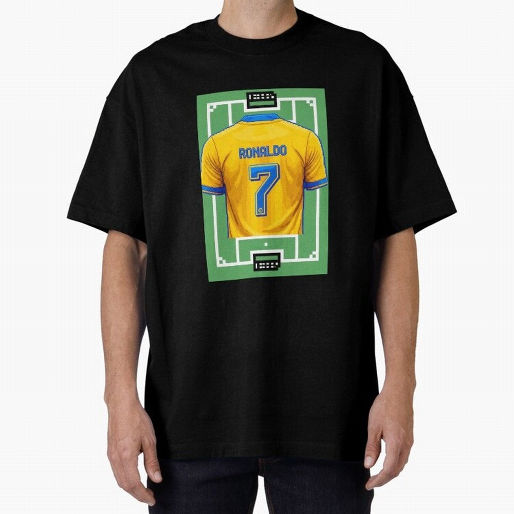 Cristiano Ronaldo Al-Nassr 8-Bit Soccer Football Oversized T-Shirt Join Supporters Worldwide for FIFA World Cup 2026 USA Canada Mexico for Fans of Messi and Brazil, Portugal and Argentina, Bringing Classic Soccer Heritage, Championship Pressure,