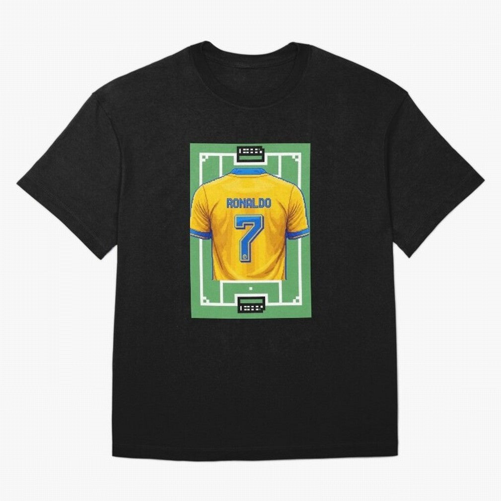 Cristiano Ronaldo Al-Nassr 8-Bit Soccer Football Oversized T-Shirt Join Supporters Worldwide for FIFA World Cup 2026 USA Canada Mexico for Fans of Messi and Brazil, Portugal and Argentina, Bringing Classic Soccer Heritage, Championship Pressure,