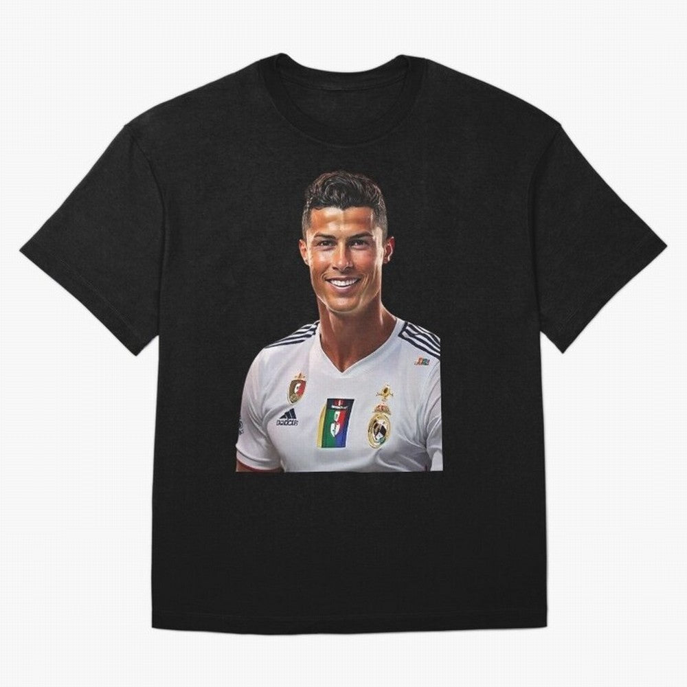smiling Cristiano Ronaldo Oversized T-Shirt Live the Energy of FIFA World Cup 2026 Group Stage Spirit, Connected to Germany, Messi, Neymar and Mbappe, Football History, Final Match Energy, Crowd Noise and Once in a Lifetime Moments; Created for