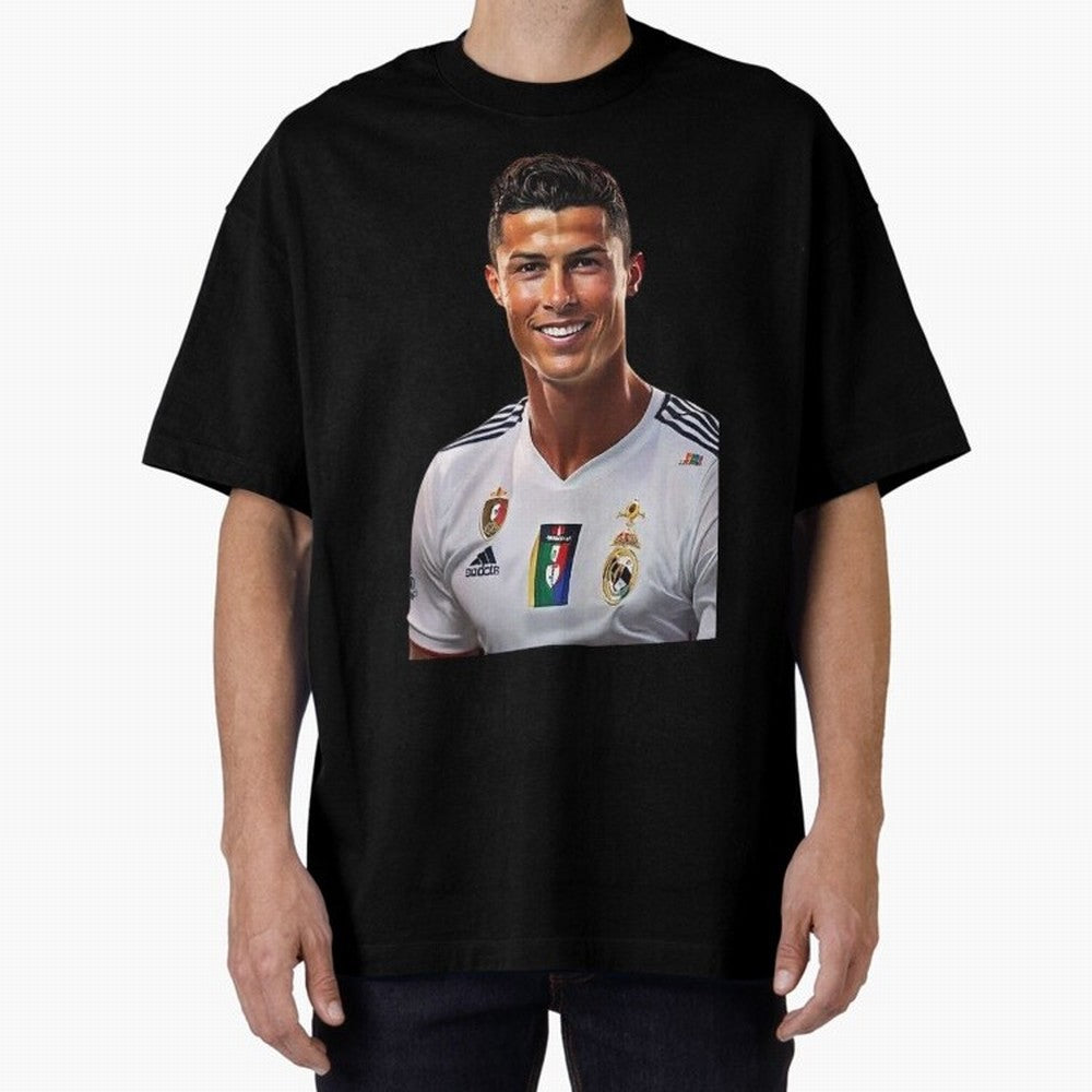 smiling Cristiano Ronaldo Oversized T-Shirt Live the Energy of FIFA World Cup 2026 Group Stage Spirit, Connected to Germany, Messi, Neymar and Mbappe, Football History, Final Match Energy, Crowd Noise and Once in a Lifetime Moments; Created for
