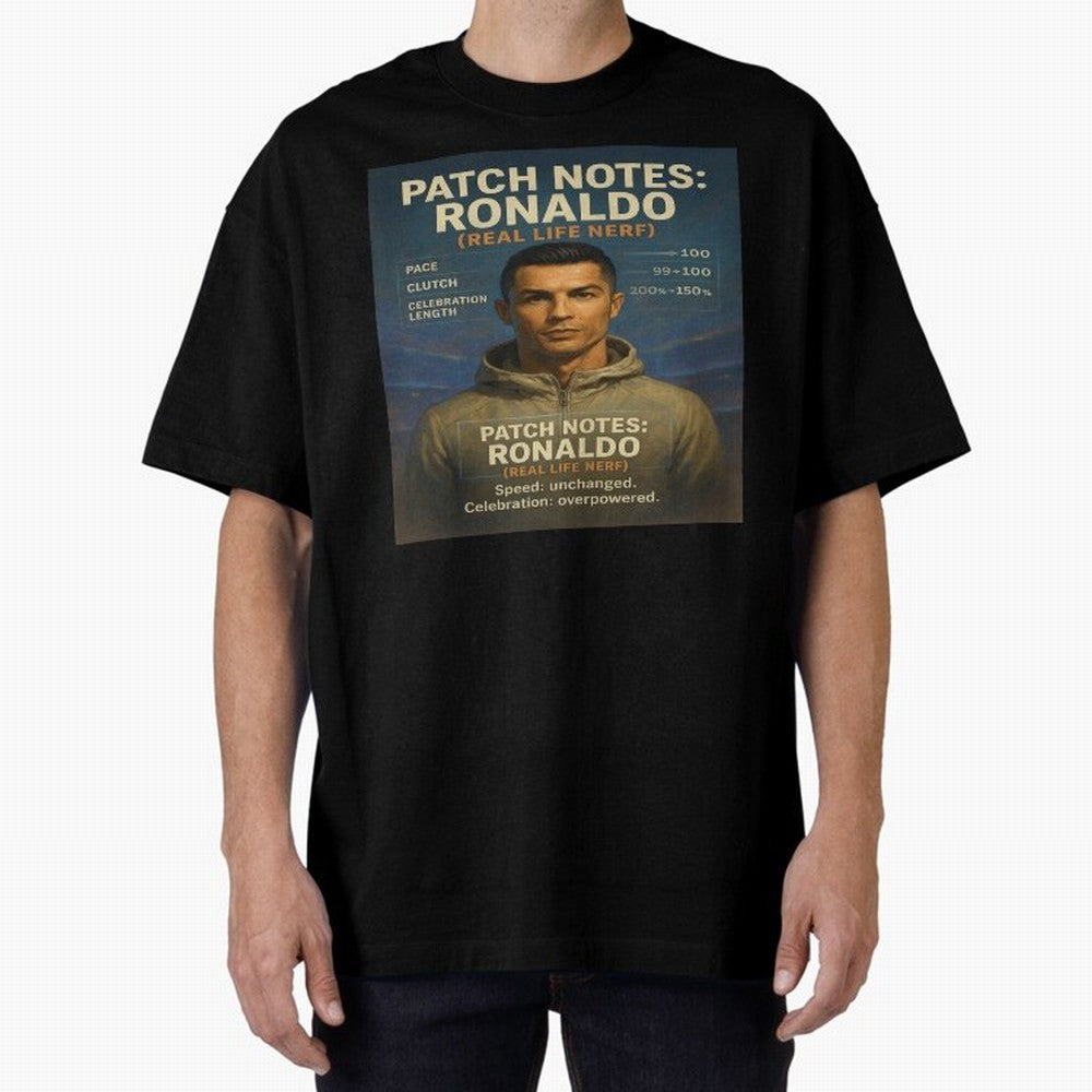 Patch Notes Cristiano Ronaldo ¡ª Real Life Nerf Football Gamer Oversized T-Shirt Celebrate Football Heritage in FIFA World Cup 2026 Group Stage Made for Messi, CR7 and Mbappe, Brazil, Portugal and Argentina Energy, Champion Mindset, Group Stage