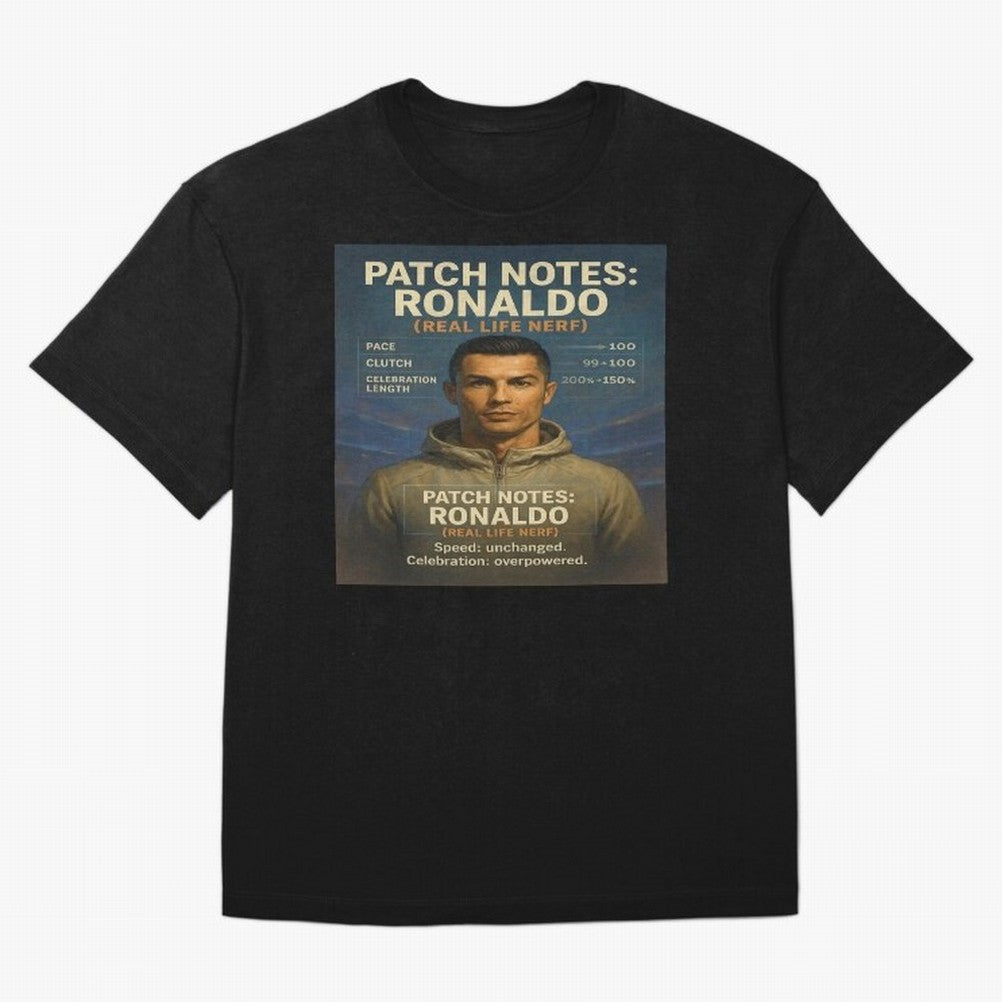 Patch Notes Cristiano Ronaldo ¡ª Real Life Nerf Football Gamer Oversized T-Shirt Celebrate Football Heritage in FIFA World Cup 2026 Group Stage Made for Messi, CR7 and Mbappe, Brazil, Portugal and Argentina Energy, Champion Mindset, Group Stage