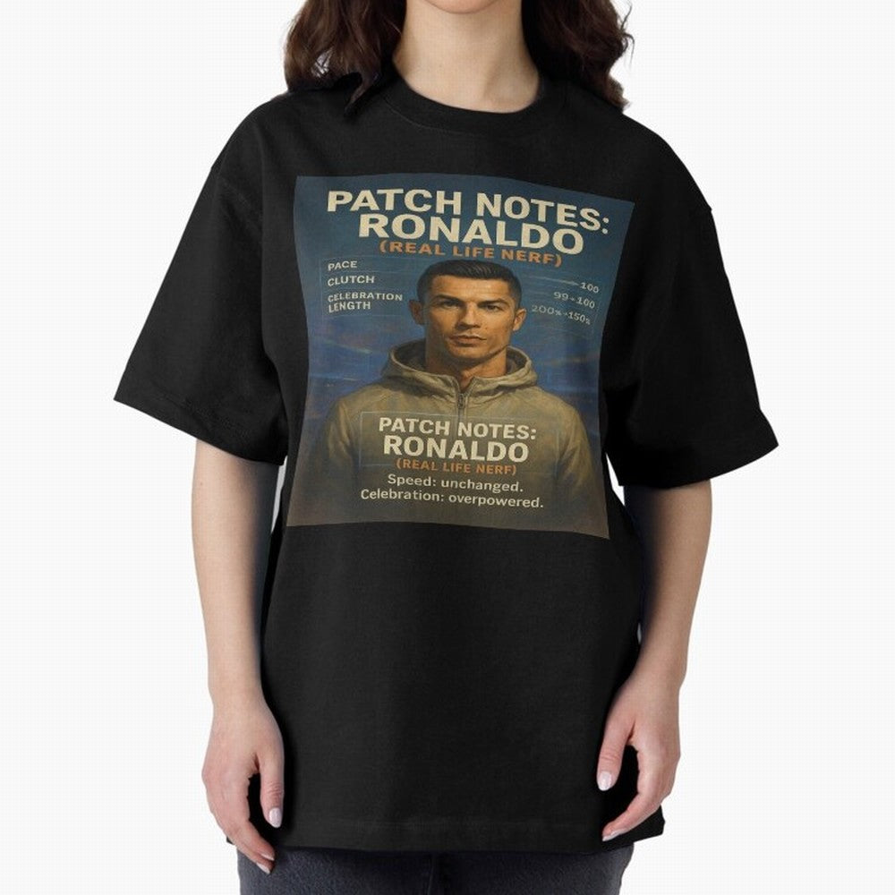 Patch Notes Cristiano Ronaldo ¡ª Real Life Nerf Football Gamer Oversized T-Shirt Celebrate Football Heritage in FIFA World Cup 2026 Group Stage Made for Messi, CR7 and Mbappe, Brazil, Portugal and Argentina Energy, Champion Mindset, Group Stage