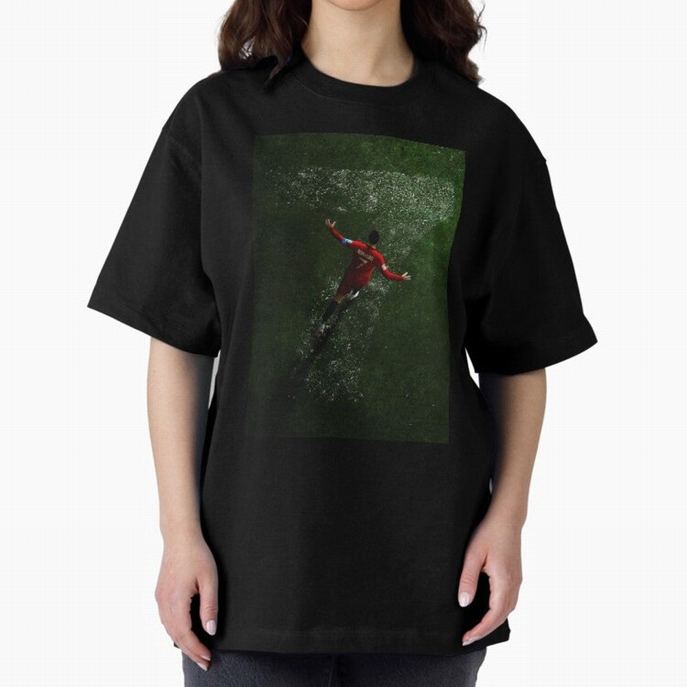 CR7 The G.O.A.T. Football Art - Cristiano Ronaldo Oversized T-Shirt Feel the FIFA World Cup 2026 Group Stage Journey through Messi and Cristiano Ronaldo Highlights, Argentina and Brazil Pride, Match Day Excitement, Supporter Culture, Golden Goals
