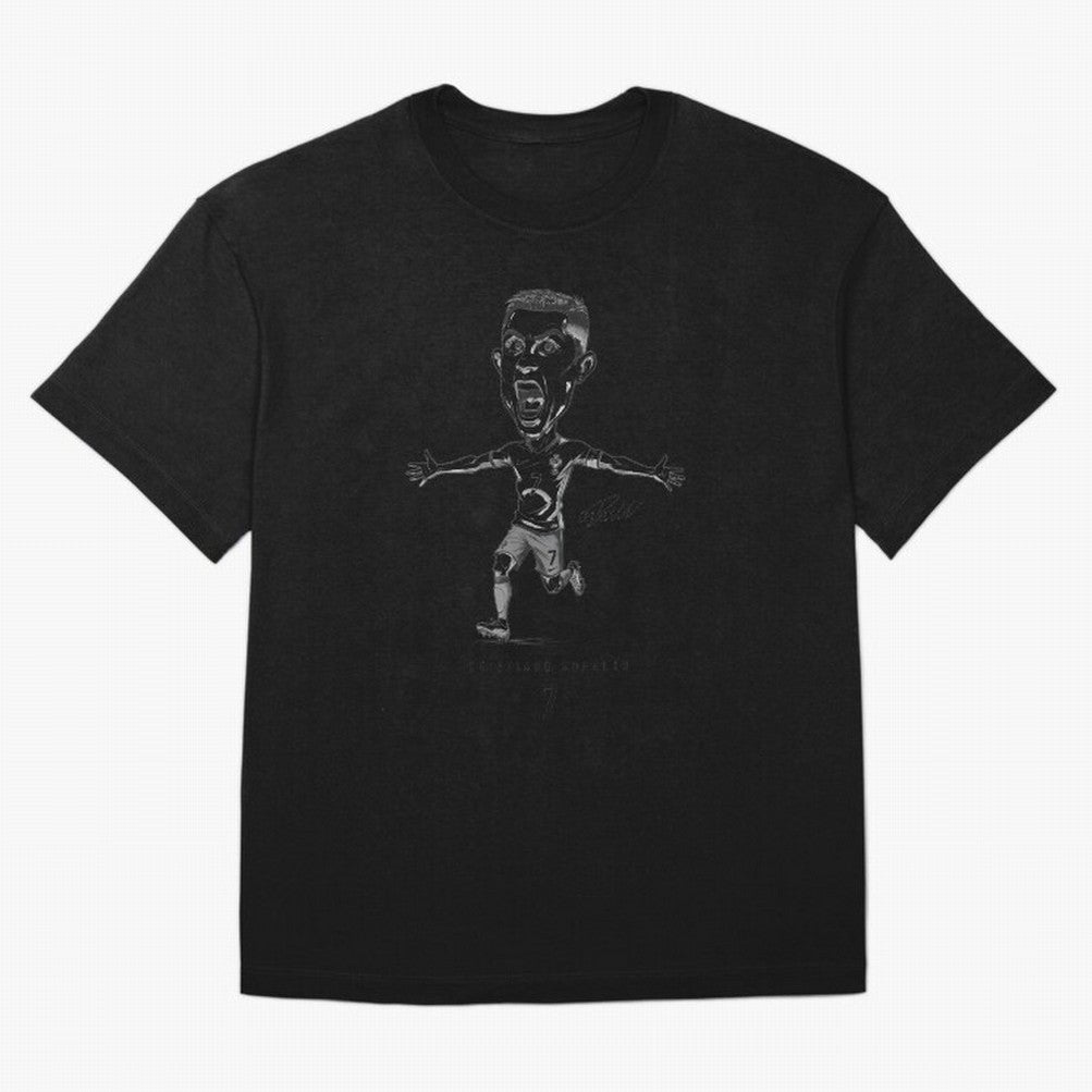 Cristiano Ronaldo Caricature - Portugal CR7 Legend - Football Art Oversized T-Shirt Build Match Day Hype around FIFA World Cup 2026 USA Canada Mexico, CR7, Spain, Soccer Culture, Superstar Moments, National Team Dreams and Competitive Fire; Ideal