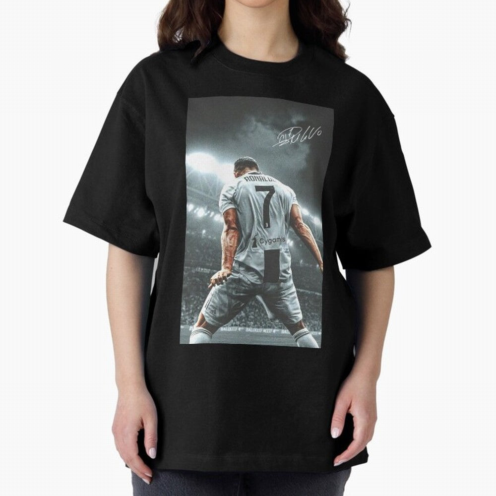 Cristiano Ronaldo Celebration Oversized T-Shirt Build FIFA World Cup 2026 USA Canada Mexico Spirit, Built around Spain, Cristiano Ronaldo, Vintage Soccer Flavor, Modern Football Stars, National Flags and Final Night Emotion; Ideal for Football