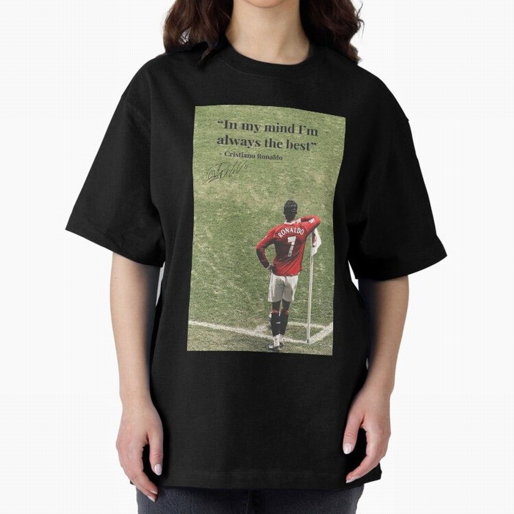 Cristiano Ronaldo Motivation Oversized T-Shirt Make Every Kick Count in Match Day Hype around FIFA World Cup 2026 Group Stage, Mbappe and Neymar, Argentina, France and Brazil, Retro Football Energy, Iconic Rivalries, Trophy Chase Drama and Stadium