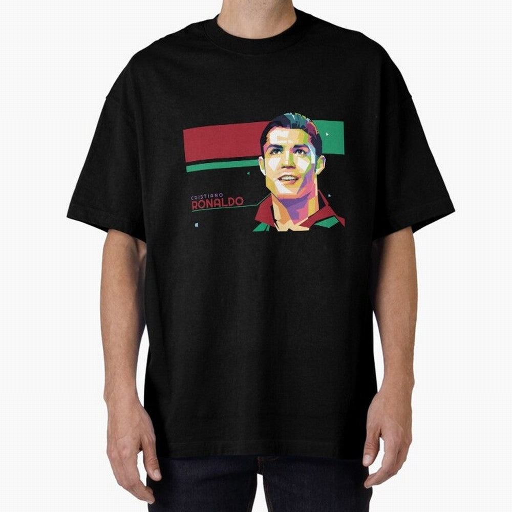 Cristiano Ronaldo ¨C Legendary Football Star & GOAT Artwork Oversized T-Shirt Join Supporters Worldwide for Global Football Passion for FIFA World Cup 2026, Connected to Mbappe and Neymar, Spain and Netherlands, Sports Nostalgia, International