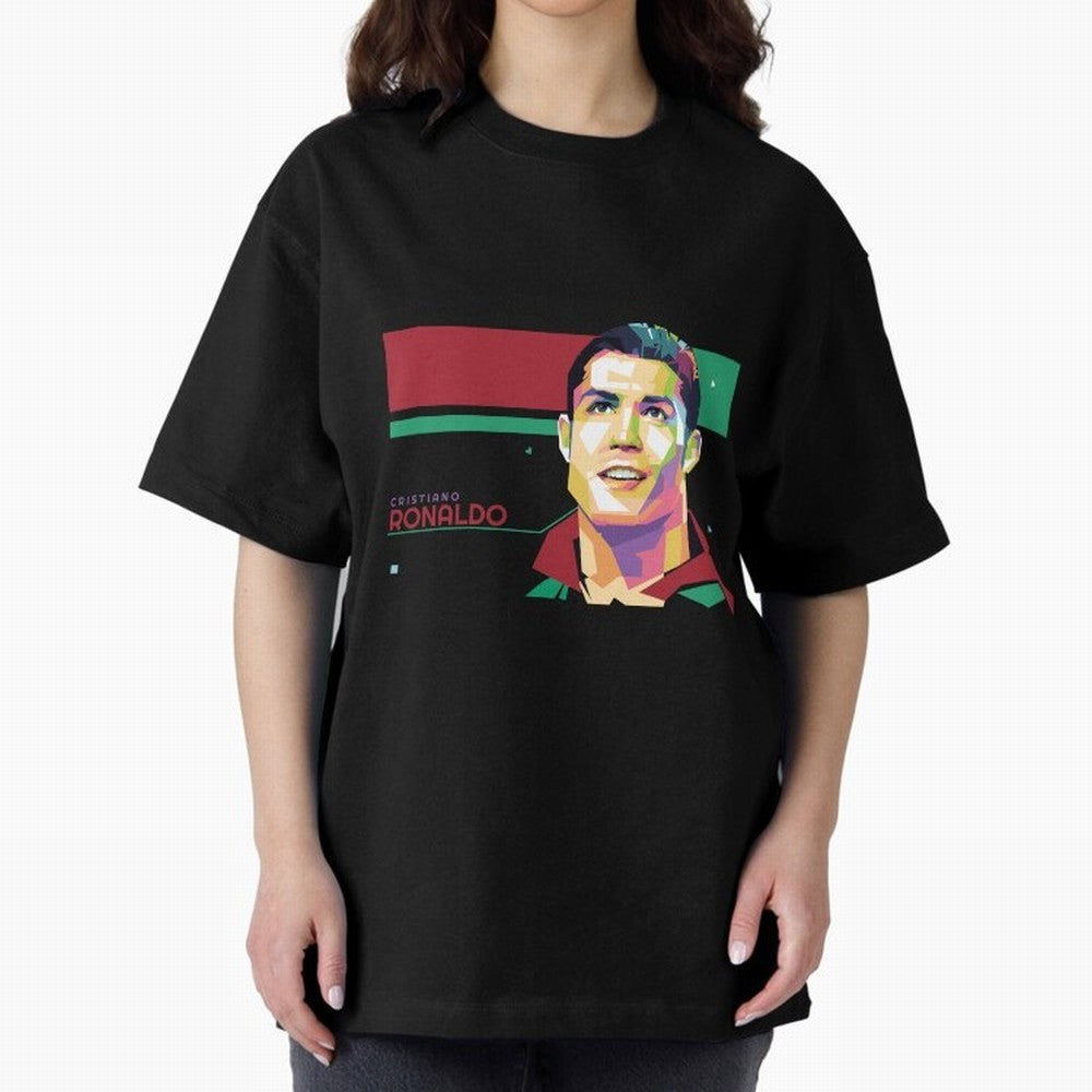 Cristiano Ronaldo ¨C Legendary Football Star & GOAT Artwork Oversized T-Shirt Join Supporters Worldwide for Global Football Passion for FIFA World Cup 2026, Connected to Mbappe and Neymar, Spain and Netherlands, Sports Nostalgia, International