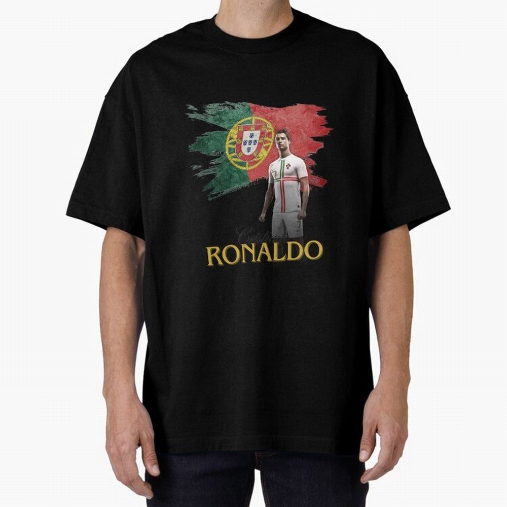 Cristiano Ronaldo - Portugal Flag Tribute (SIUUU!) Oversized T-Shirt Show Championship Spirit for FIFA World Cup 2026 Capturing Haaland and Mbappe, Spain and Netherlands Energy, Football Festival Excitement, Trophy Ambitions, Country Rivalries and