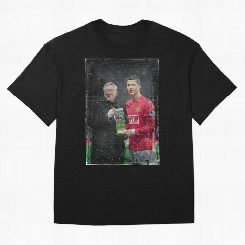 Cristiano Ronaldo and Sir Alex Ferguson Oversized T-Shirt Stand Out with Spirit from Global Football Passion for FIFA World Cup 2026 Group Stage, Connected to Neymar, France and Portugal, Match Day Excitement, Supporter Culture, Golden Goals and