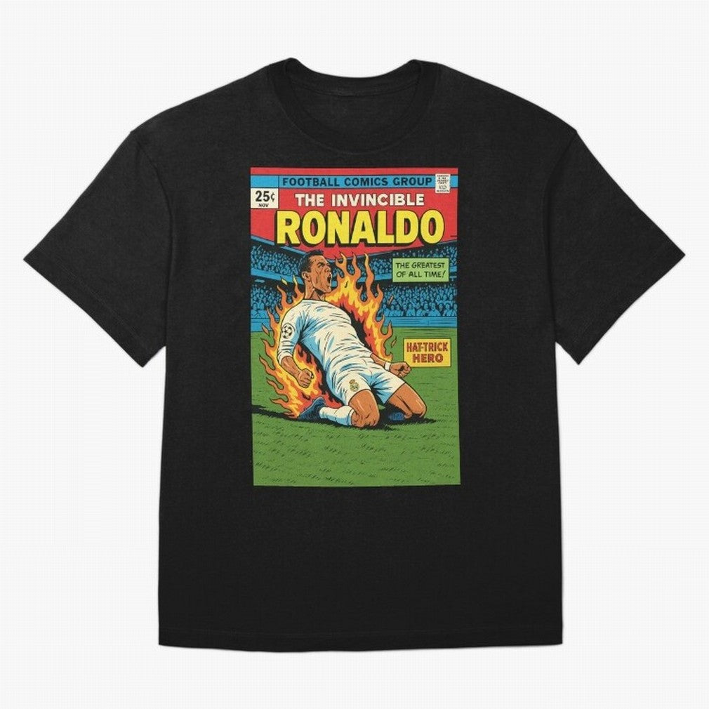 CR7 Comic Oversized T-Shirt Elevate Match Day Hype around FIFA World Cup 2026 Group Stage, CR7 and Messi, Argentina, France and Brazil, Sports Nostalgia, International Competition, Famous Players and Unforgettable Victories; Perfect for People Who