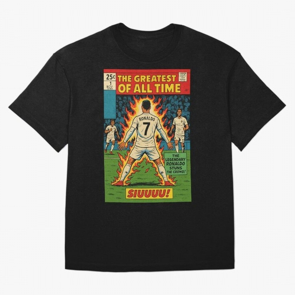 CR7 comic cover Oversized T-Shirt Capture Stadium Memories from the FIFA World Cup 2026 USA Canada Mexico Journey through Haaland and Mbappe Highlights, Germany Pride, Football Passion, Legendary Performances, Festival Vibes and Supporter