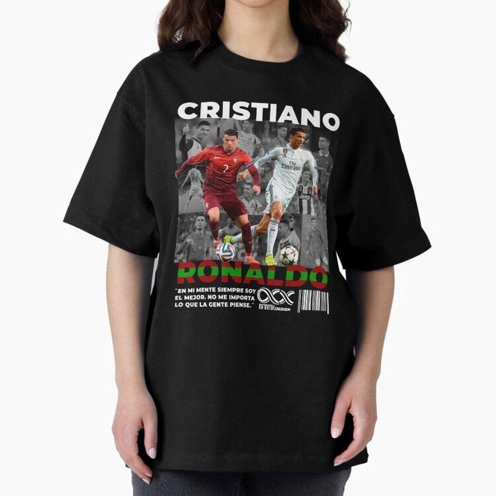 Cristiano Ronaldo Collage Oversized T-Shirt Bring a Vintage Feel to FIFA World Cup 2026 Group Stage Inspired by Messi and Cristiano Ronaldo, Argentina Energy, Football Festival Excitement, Trophy Ambitions, Country Rivalries and Star Player Buzz;