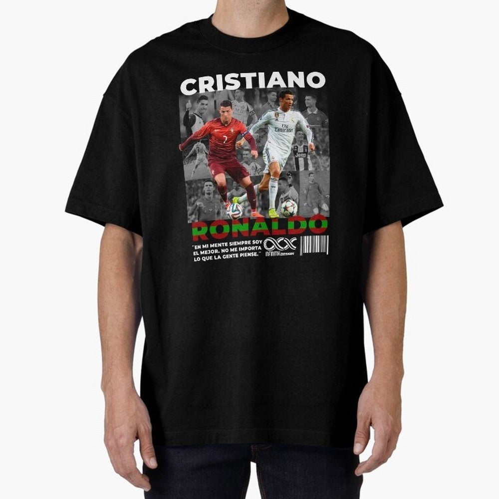Cristiano Ronaldo Collage Oversized T-Shirt Bring a Vintage Feel to FIFA World Cup 2026 Group Stage Inspired by Messi and Cristiano Ronaldo, Argentina Energy, Football Festival Excitement, Trophy Ambitions, Country Rivalries and Star Player Buzz;