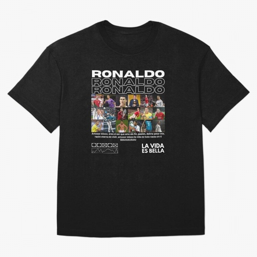 Cristiano Ronaldo CR7 Collage Oversized T-Shirt Support Iconic Players in Global Football Passion for FIFA World Cup 2026 Group Stage, Capturing CR7 and Messi, Spain and Netherlands, Football Passion, Legendary Performances, Festival Vibes and