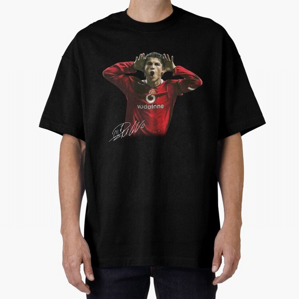 Cristiano Ronaldo T-Shirt Young Manchester Ronaldo - Celebration Oversized T-Shirt Relive FIFA World Cup 2026 USA Canada Mexico Featuring Mbappe, France and Portugal Energy, Football Festival Excitement, Trophy Ambitions, Country Rivalries and Star