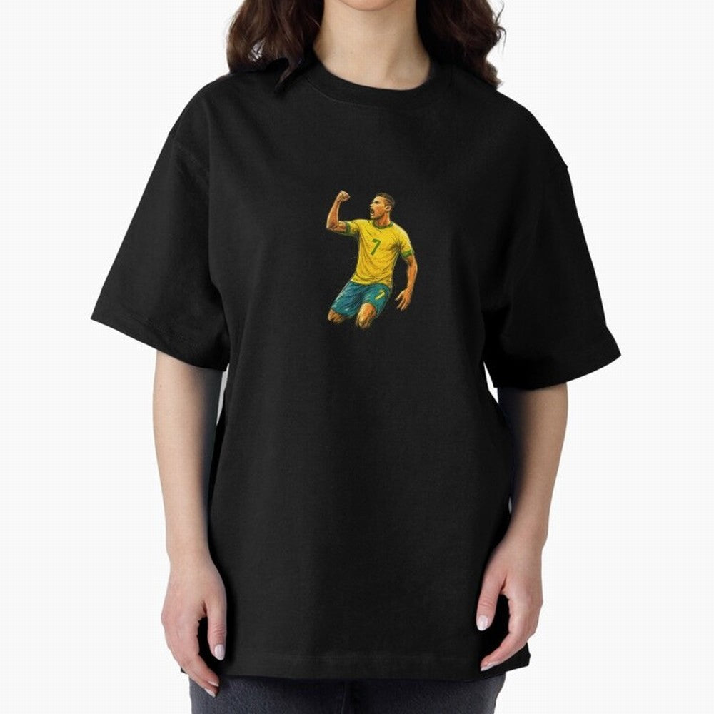 Energetic Soccer Celebration ¨C Number 7 Sketch Art Oversized T-Shirt Make Every Kick Count in Match Day Hype around FIFA World Cup 2026 Group Stage, Neymar, Haaland and Cristiano Ronaldo, Argentina, France and Brazil, Tournament Hype, Historic