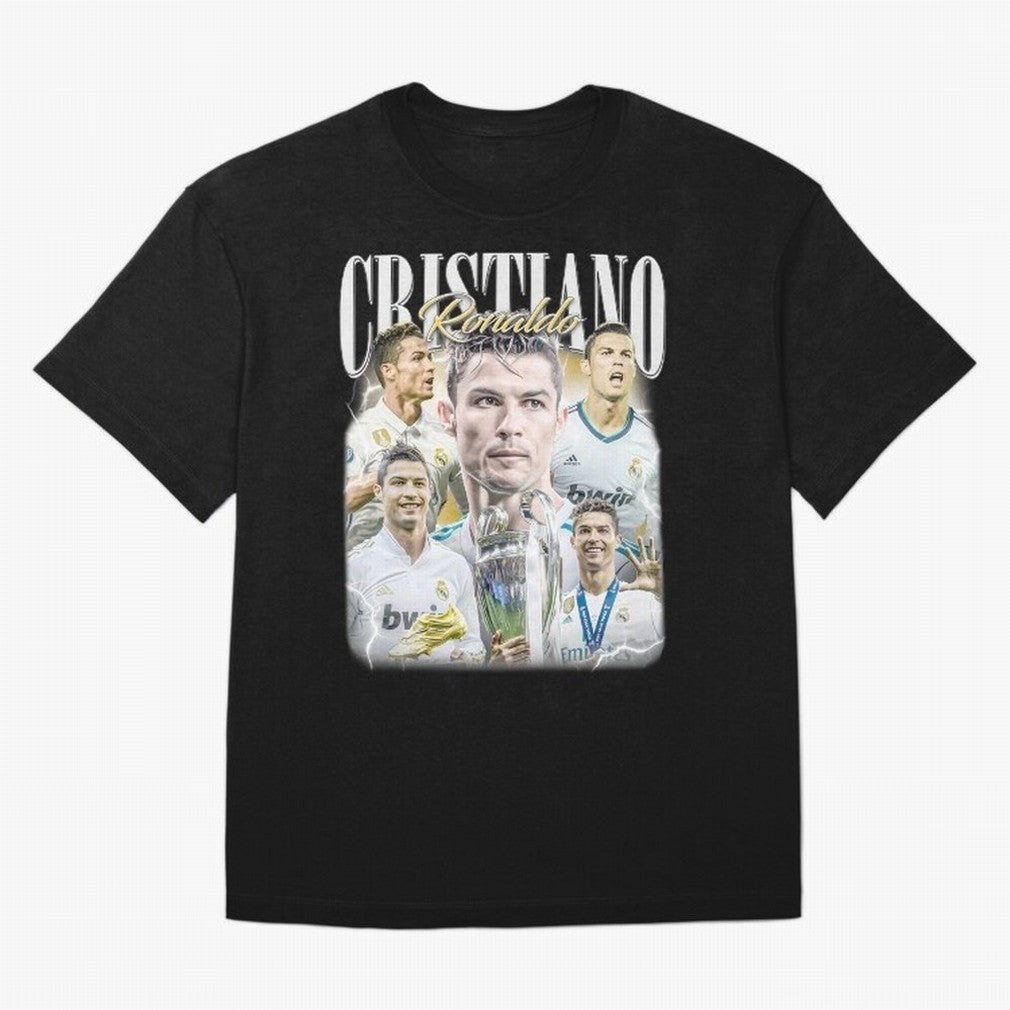 Cr7 Vintage Tribute: Soccer Legend Collage | Limited Edition Oversized T-Shirt Honor the Beautiful Game during Global Football Passion for FIFA World Cup 2026 Group Stage, Highlighting CR7 and Messi, Brazil, Champion Mindset, Group Stage Buzz,
