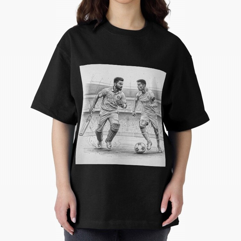 Virat Kohli and Cristiano Ronaldo Oversized T-Shirt Carry the Colors and Pride of Match Day Hype around FIFA World Cup 2026 USA Canada Mexico, Messi, Neymar and Mbappe, Portugal, Championship Spirit, Famous Goals, Roaring Crowds and International