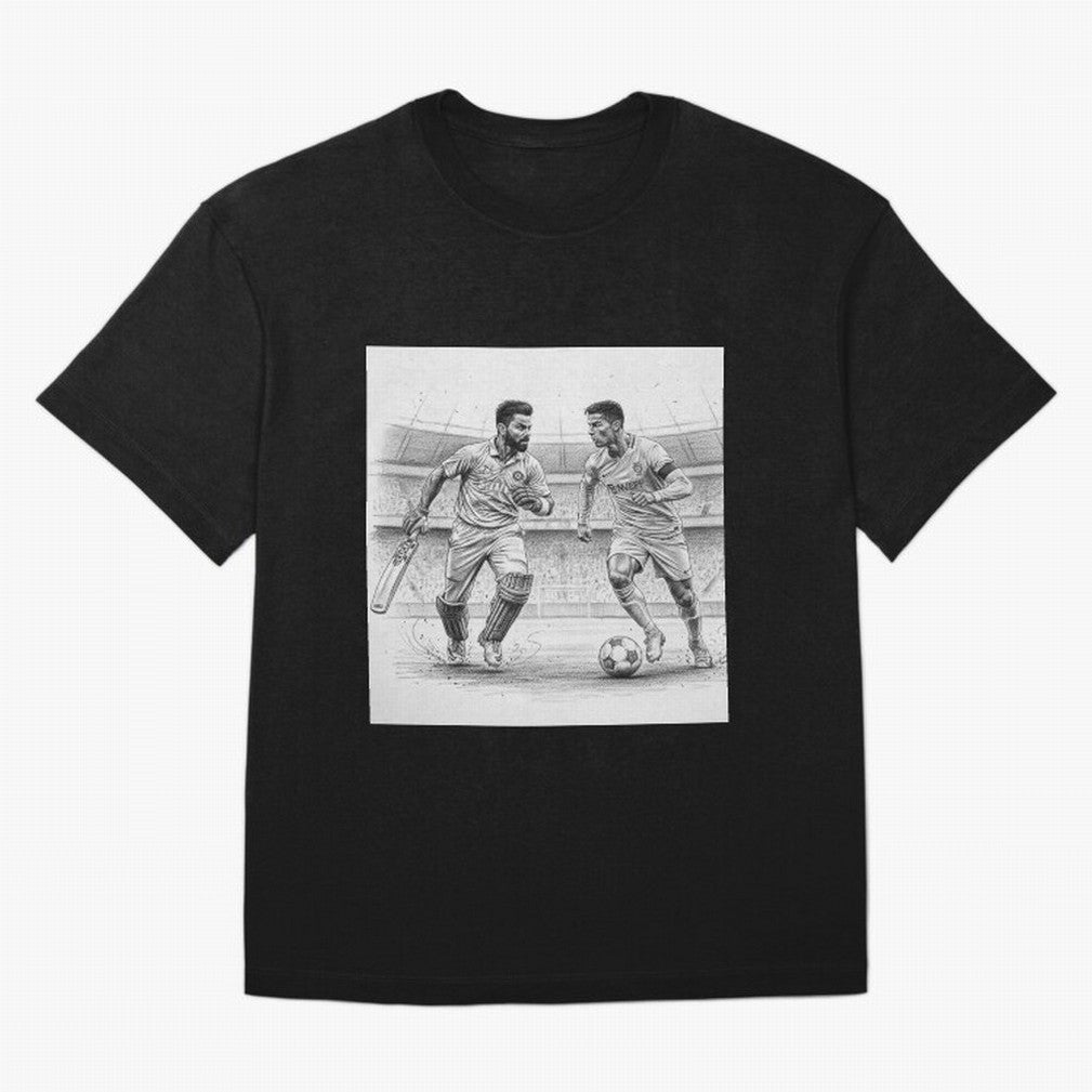 Virat Kohli and Cristiano Ronaldo Oversized T-Shirt Carry the Colors and Pride of Match Day Hype around FIFA World Cup 2026 USA Canada Mexico, Messi, Neymar and Mbappe, Portugal, Championship Spirit, Famous Goals, Roaring Crowds and International