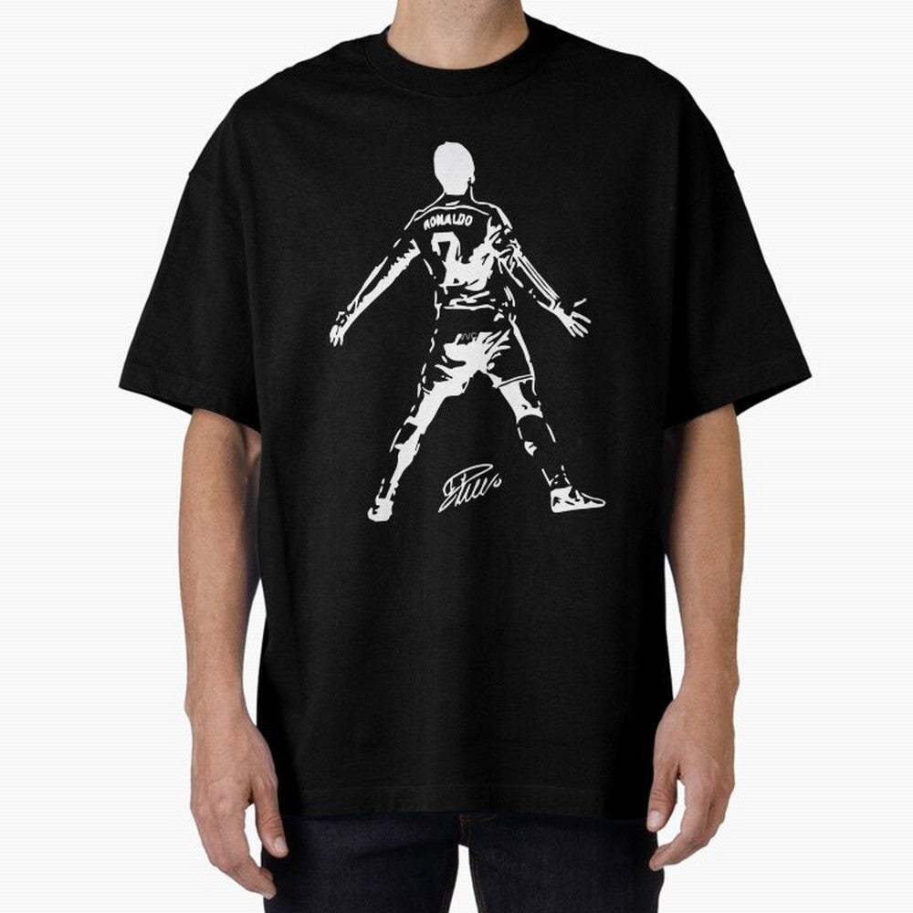 Retro Football Player Celebration Silhouette Artwork For Men And Gift For Soccer Fans Oversized T-Shirt Experience FIFA World Cup 2026 USA Canada Mexico Spirit, Filled with Germany, CR7, Supporter Pride, Iconic Celebrations, Legendary Names and