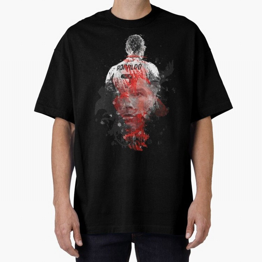 Abstract Football Player Portrait Retro Poster Art For Men, Gift For Soccer Fans Oversized T-Shirt Relive the Noise and Pride of the FIFA World Cup 2026 USA Canada Mexico Journey through Neymar Highlights, Spain Pride, Stadium Chants, National