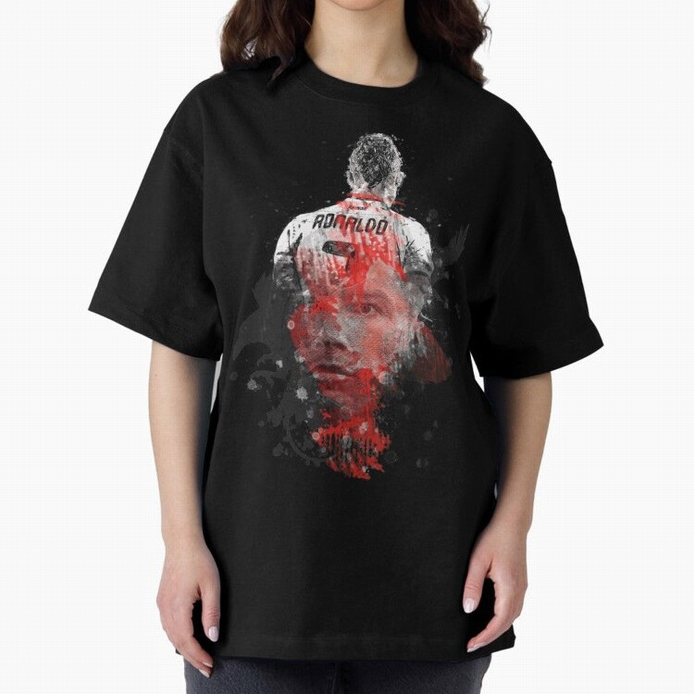 Abstract Football Player Portrait Retro Poster Art For Men, Gift For Soccer Fans Oversized T-Shirt Relive the Noise and Pride of the FIFA World Cup 2026 USA Canada Mexico Journey through Neymar Highlights, Spain Pride, Stadium Chants, National