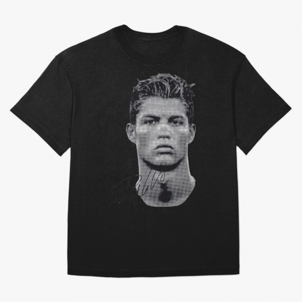 Retro Football Legend Portrait Illustration For Men And Gift For Soccer Fans Oversized T-Shirt Honor the Beautiful Game during Match Day Hype around FIFA World Cup 2026 USA Canada Mexico, CR7, England and Germany, Soccer Culture, Superstar Moments,