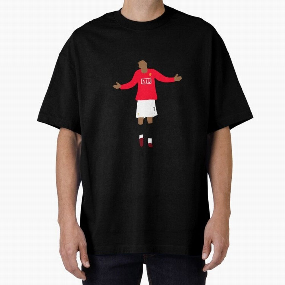 Cristiano Ronaldo Goal Celebration Illustration Oversized T-Shirt Relive Match Day Hype around FIFA World Cup 2026 USA Canada Mexico, Mbappe and Neymar, Brazil, Retro Football Energy, Iconic Rivalries, Trophy Chase Drama and Stadium Atmosphere;
