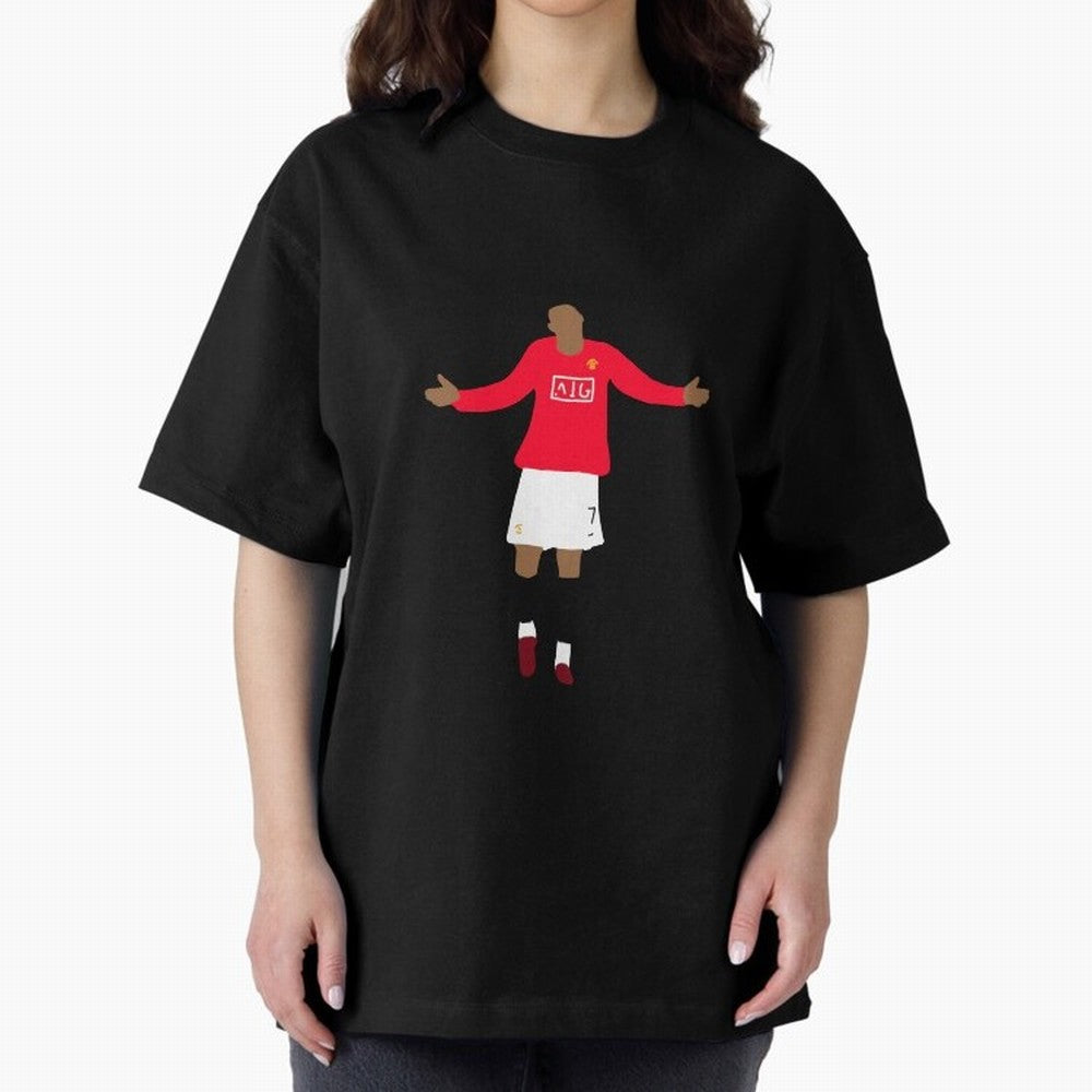 Cristiano Ronaldo Goal Celebration Illustration Oversized T-Shirt Relive Match Day Hype around FIFA World Cup 2026 USA Canada Mexico, Mbappe and Neymar, Brazil, Retro Football Energy, Iconic Rivalries, Trophy Chase Drama and Stadium Atmosphere;