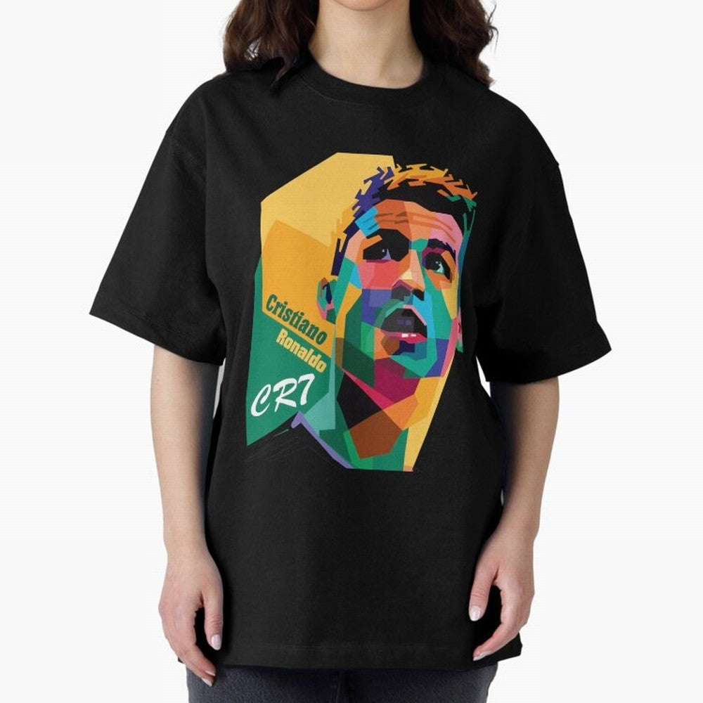 CR7 Pop Art Cristiano Ronaldo Design For Football Fans Gift For Soccer Lovers Oversized T-Shirt Bring World Football Passion into FIFA World Cup 2026 USA Canada Mexico for Fans of Neymar and Netherlands, Bringing Sports Nostalgia, International