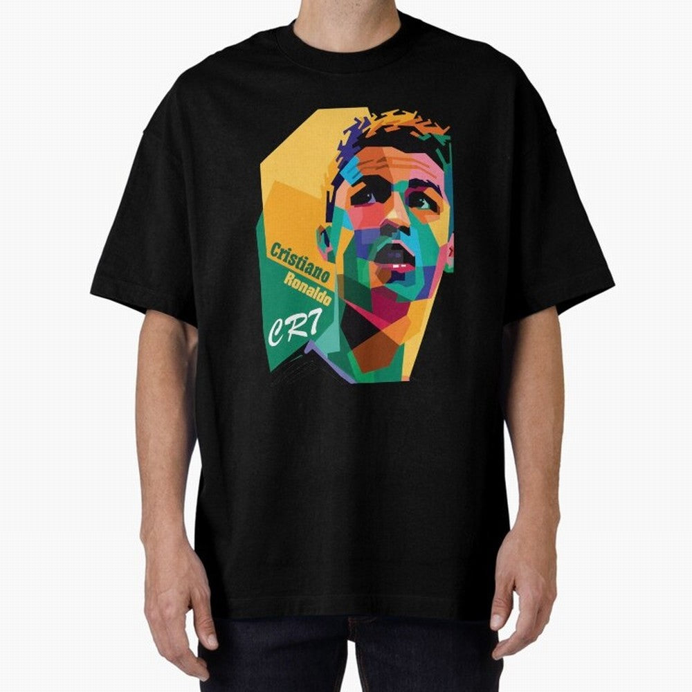 CR7 Pop Art Cristiano Ronaldo Design For Football Fans Gift For Soccer Lovers Oversized T-Shirt Bring World Football Passion into FIFA World Cup 2026 USA Canada Mexico for Fans of Neymar and Netherlands, Bringing Sports Nostalgia, International