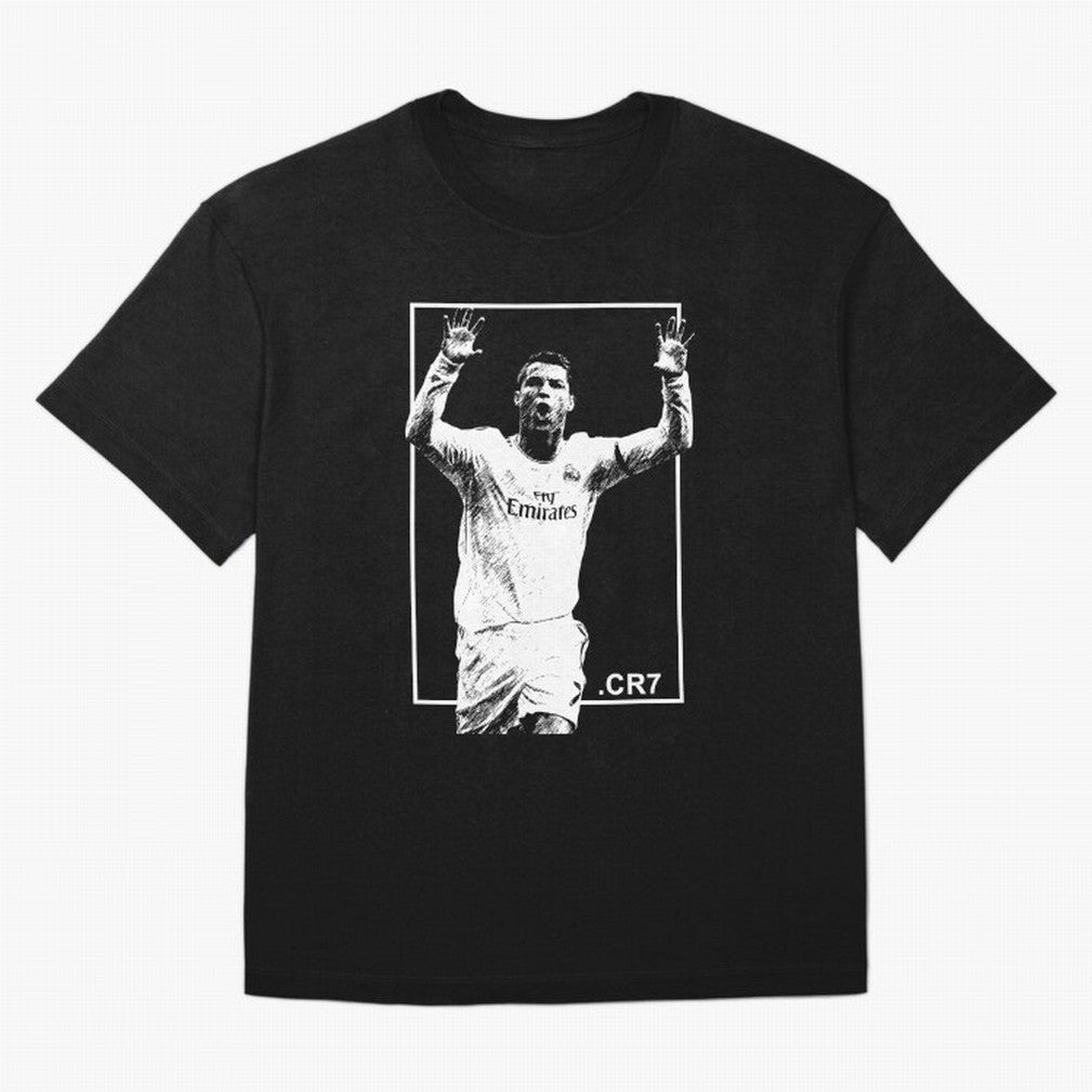 Cristiano Ronaldo CR7 in Black and White Design Oversized T-Shirt Keep Football History Alive during the FIFA World Cup 2026 Group Stage Journey through Messi Highlights, Argentina and Brazil Pride, Football Passion, Legendary Performances,