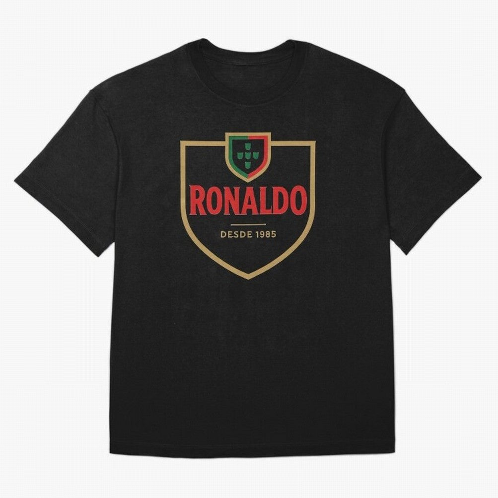 Ronaldo Emblem Sticker ¨C Gold Crest Parody Design Oversized T-Shirt Mark the FIFA World Cup 2026 USA Canada Mexico Journey through Messi Highlights, France Pride, Championship Spirit, Famous Goals, Roaring Crowds and International Football Unity;