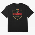 Ronaldo Emblem Sticker ¨C Gold Crest Parody Design Oversized T-Shirt Mark the FIFA World Cup 2026 USA Canada Mexico Journey through Messi Highlights, France Pride, Championship Spirit, Famous Goals, Roaring Crowds and International Football Unity;