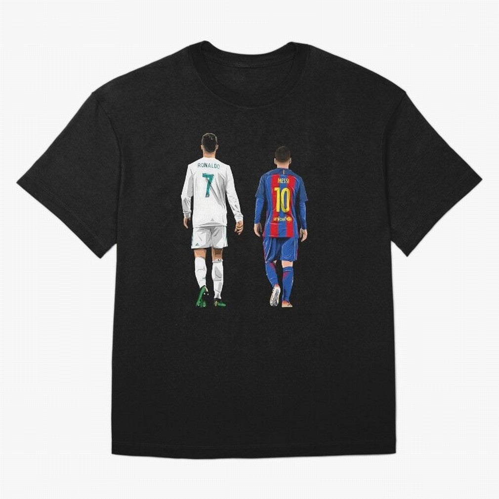 Cristiano Ronaldo & Messi vector Oversized T-Shirt Bring International Match Energy to Global Football Passion for FIFA World Cup 2026 Group Stage, Highlighting Haaland, Argentina and Brazil, Match Day Excitement, Supporter Culture, Golden Goals
