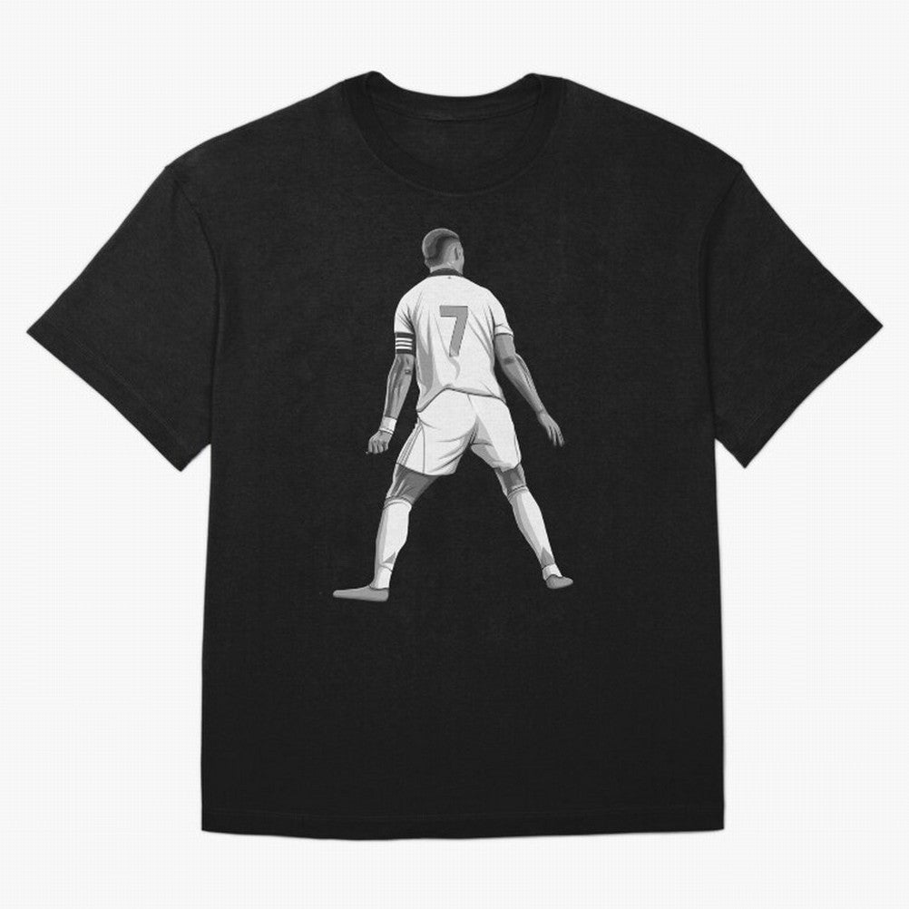 Cristiano Ronaldo Black and White Version Oversized T-Shirt Make Memories around FIFA World Cup 2026 Group Stage for Fans of Haaland and Spain, Bringing Supporter Pride, Iconic Celebrations, Legendary Names and Global Match Day Energy; Perfect for